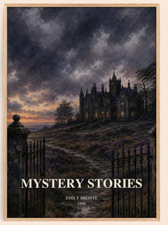Mystery Stories watercolour book poster by Emily Brontë – framed literary art print