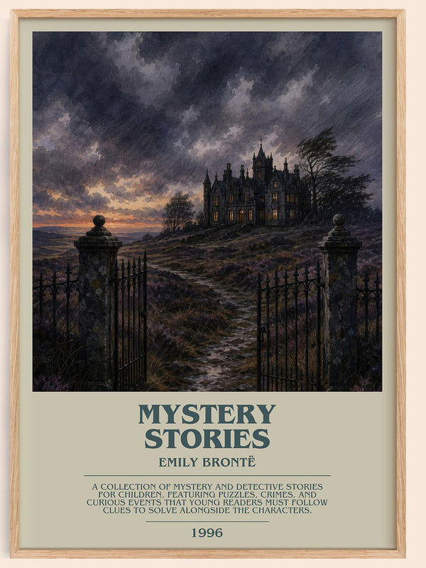 Mystery Stories bookish book poster by Emily Brontë – framed literary art print