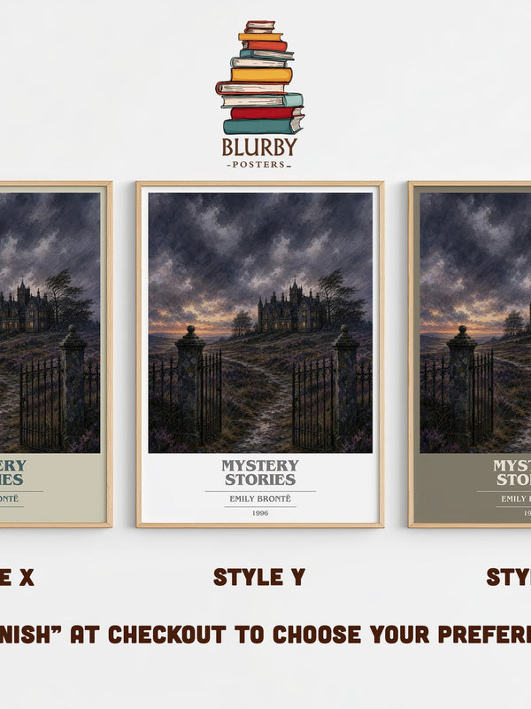 Mystery Stories book cover print in frame leaning in hallway – gothic wall art