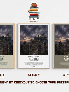 Mystery Stories bookish print in frame leaning in hallway – gothic wall art