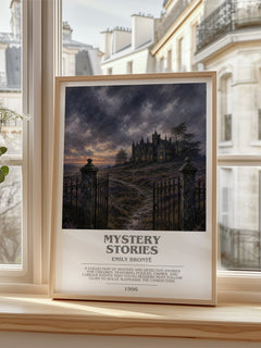 Mystery Stories bookish poster colour and style options – Emily Brontë book art