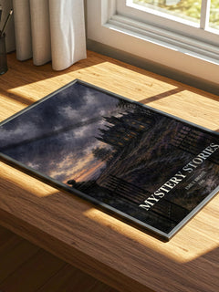 Mystery Stories watercolour book poster framed on wall – gothic wall art
