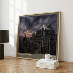Mystery Stories literary print framed by window – literary home decor