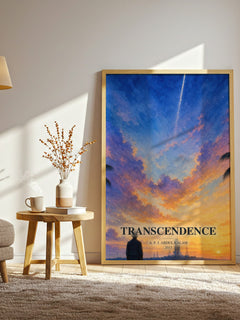 Transcendence watercolour print in frame leaning in hallway – memoir wall art