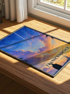 Transcendence watercolour book poster framed on wall – memoir wall art