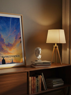Transcendence watercolour print on bookshelf – A. P. J. Abdul Kalam fan gift