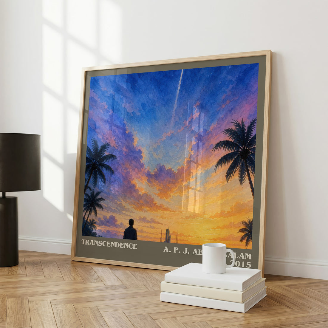 Transcendence literary print framed by window – literary home decor