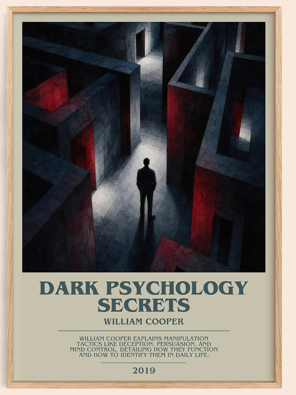 Dark Psychology Secrets bookish book poster by William Cooper – framed literary art print