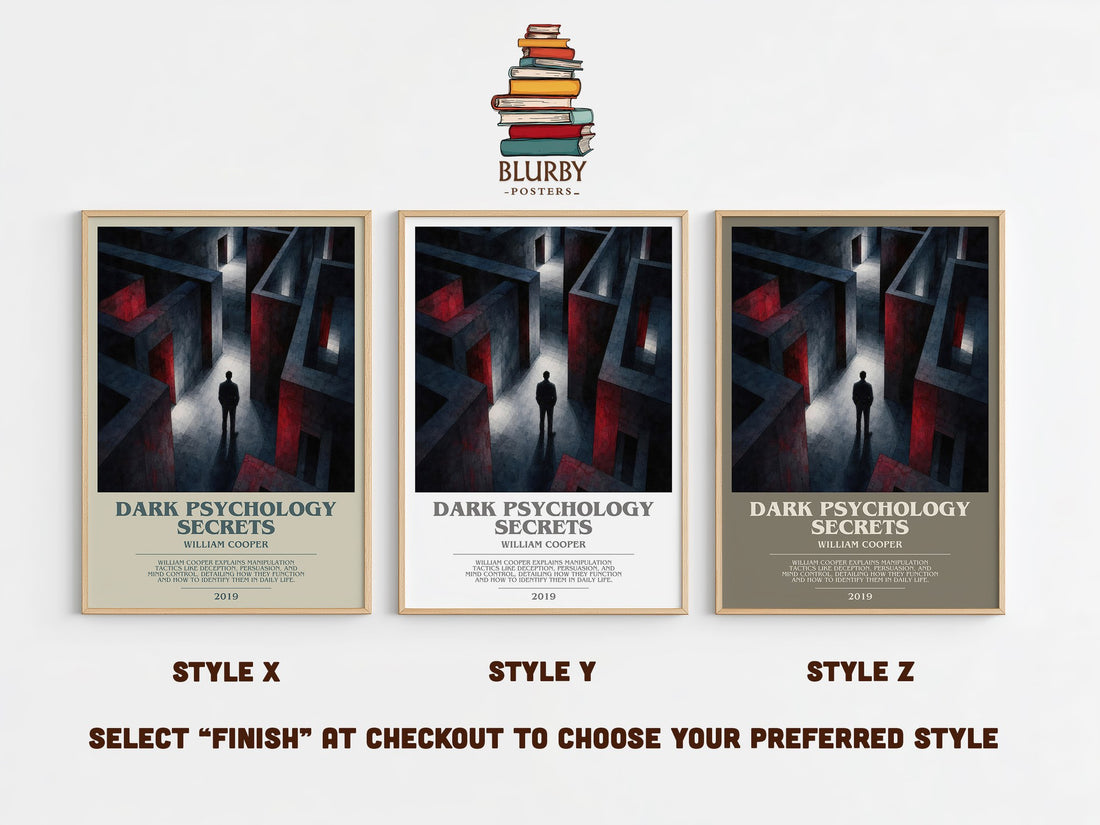 Dark Psychology Secrets bookish print in frame leaning in hallway – __new__:self help wall art (mockup)