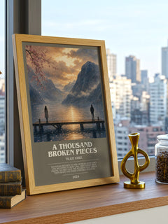 A Thousand Broken Pieces bookish print framed by window – literary home decor