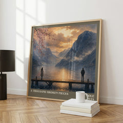 A Thousand Broken Pieces literary print framed by window – literary home decor