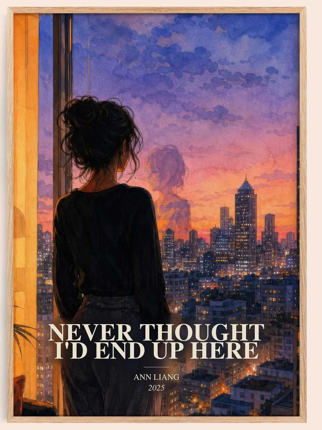 Never Thought I'd End Up Here watercolour book poster by Ann Liang – framed literary art print