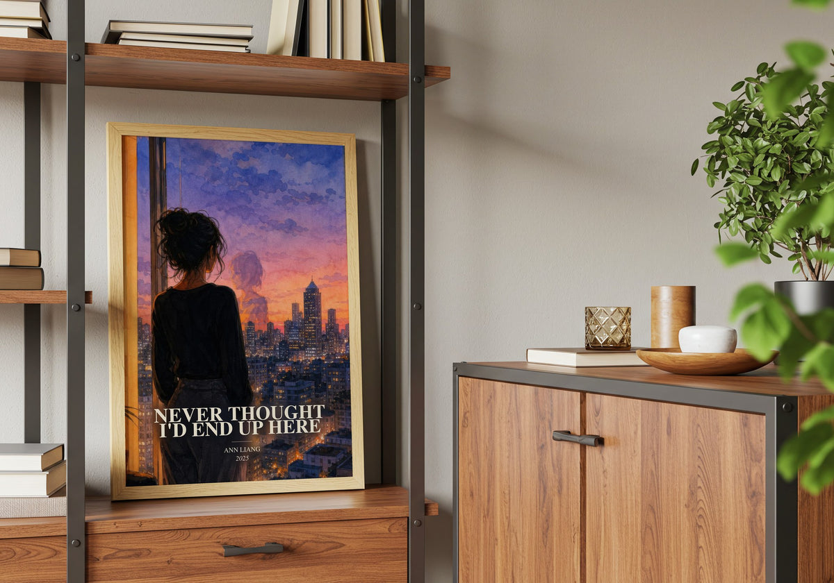 Never Thought I'd End Up Here book watercolour illustration paper finish options – matte satin gloss