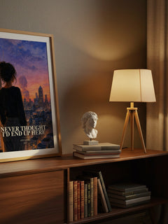 Never Thought I'd End Up Here watercolour print on bookshelf – Ann Liang fan gift