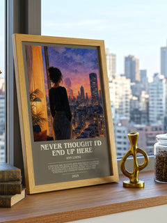 Never Thought I'd End Up Here bookish print framed by window – literary home decor
