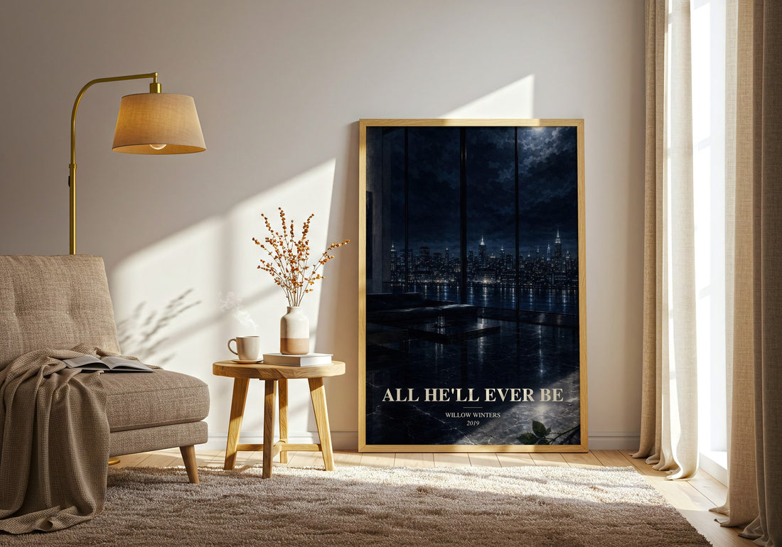 All He'll Ever Be watercolour print in frame leaning in hallway – romance wall art