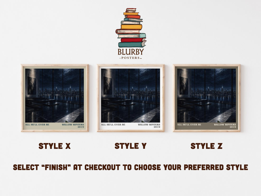 All He'll Ever Be literary print in frame leaning in hallway – romance wall art (mockup)