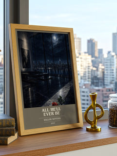 All He'll Ever Be book cover print framed by window – literary home decor