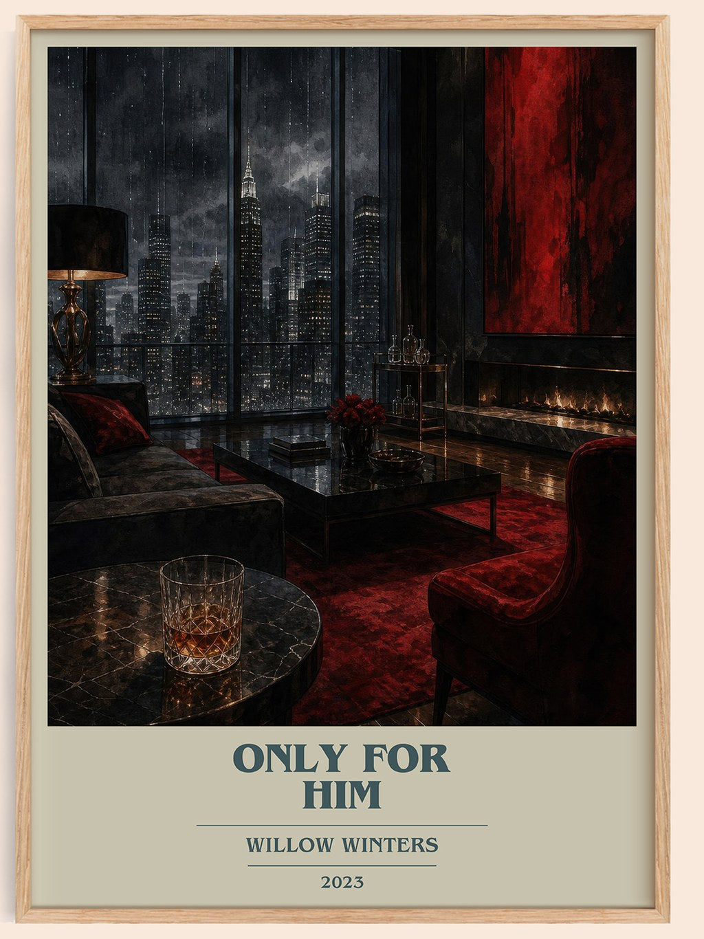 Only for Him book cover book poster by Willow Winters – framed literary art print