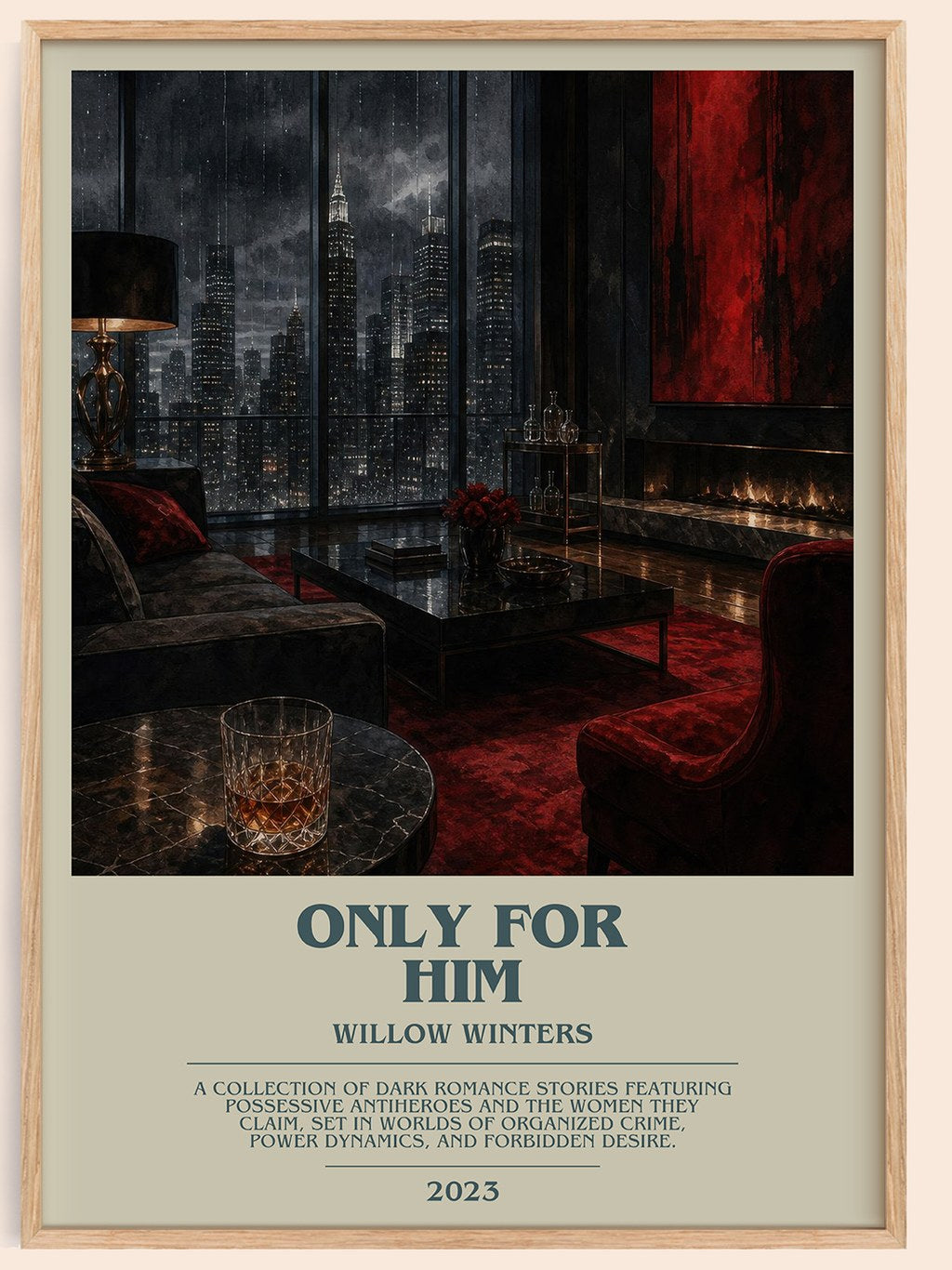 Only for Him bookish book poster by Willow Winters – framed literary art print