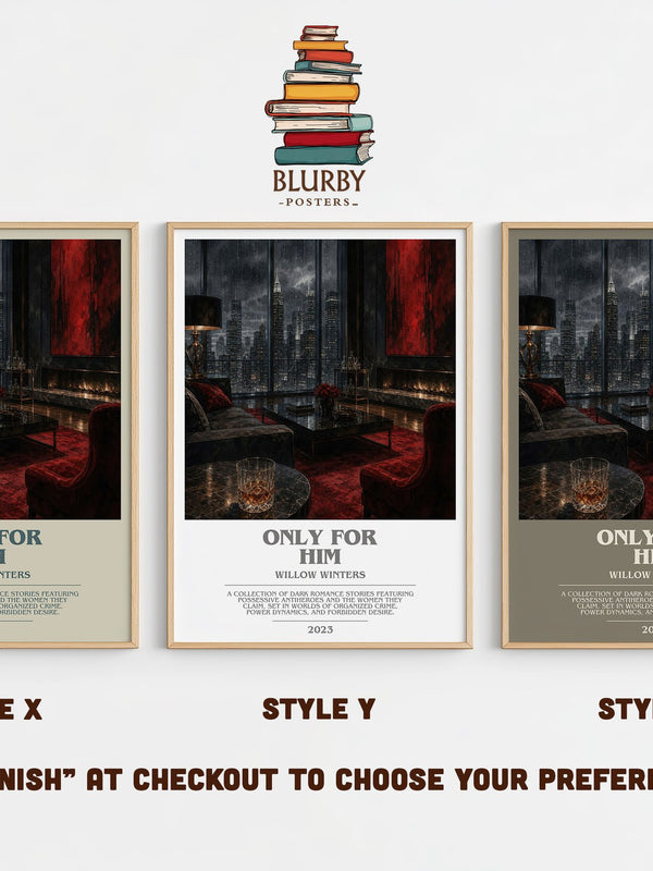 Only for Him bookish print in frame leaning in hallway – romance wall art