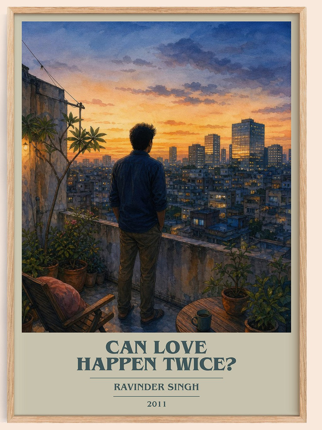 Can love happen twice? book cover book poster by Ravinder Singh – framed literary art print