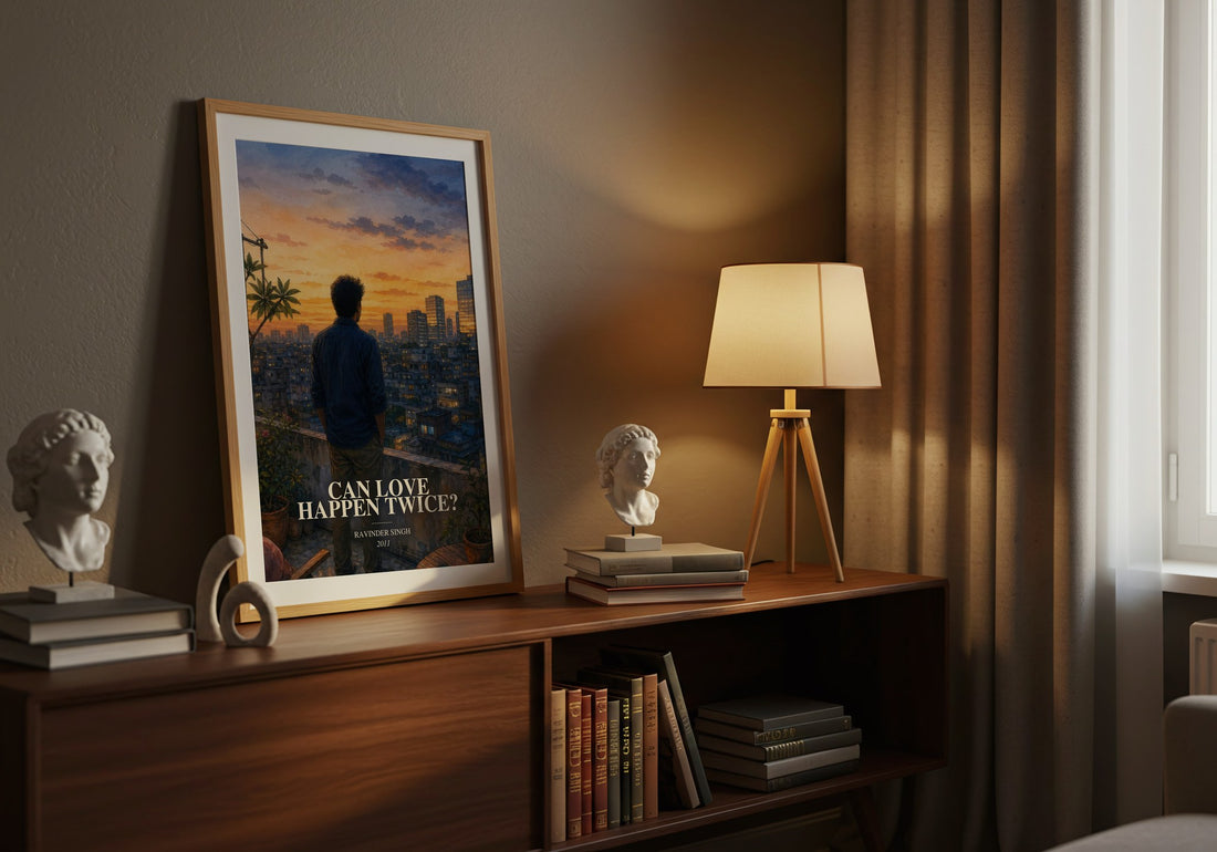 Can love happen twice? watercolour print on bookshelf – Ravinder Singh fan gift