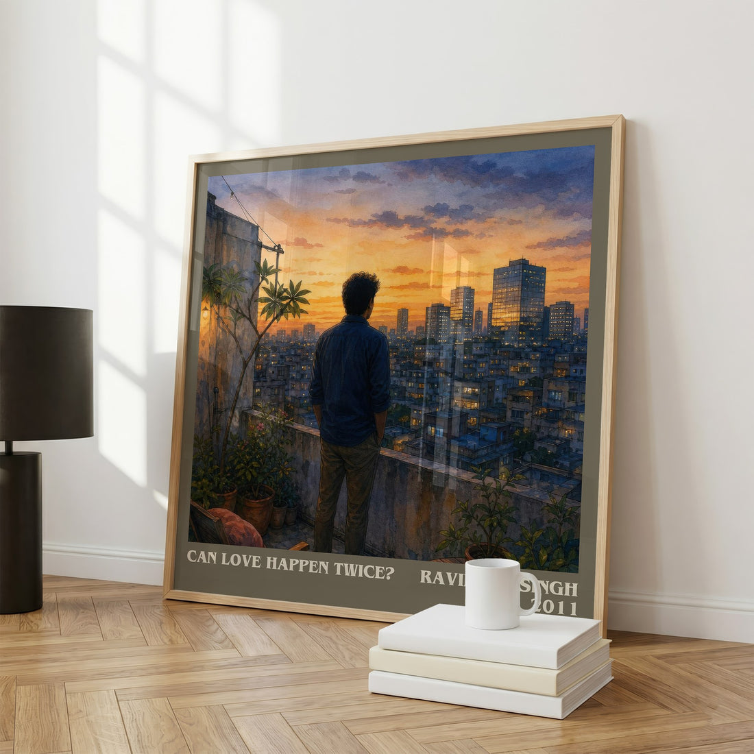 Can love happen twice? Literary Art Print by Ravinder Singh – large square framed print leaning against a wall