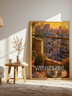 This Love that Feels So Right... watercolour print in frame leaning in hallway – romance wall art