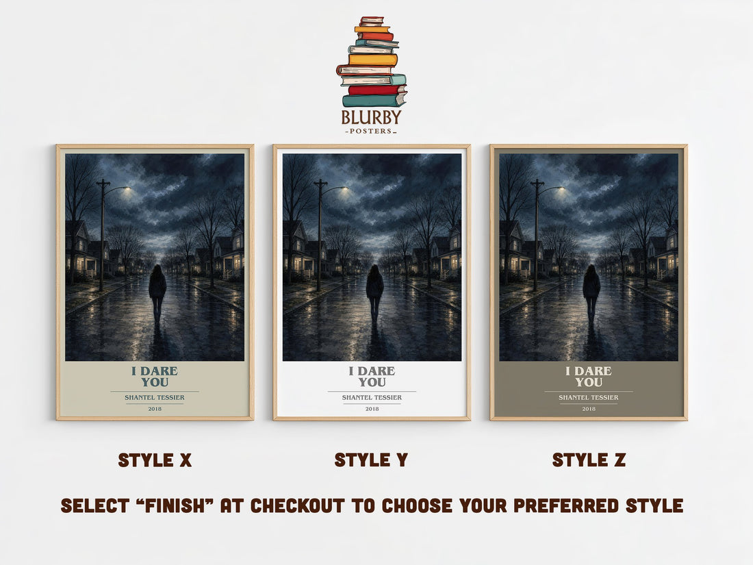 I Dare You book cover print in frame leaning in hallway – romance wall art (mockup)
