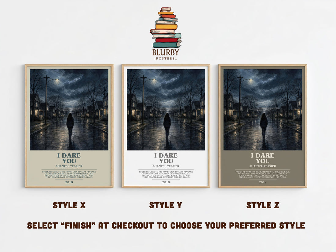 I Dare You bookish print in frame leaning in hallway – romance wall art (mockup)