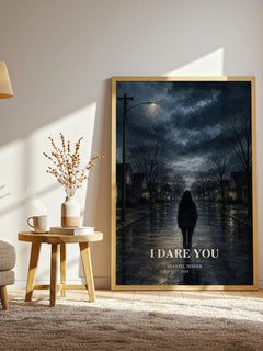 I Dare You watercolour print in frame leaning in hallway – romance wall art