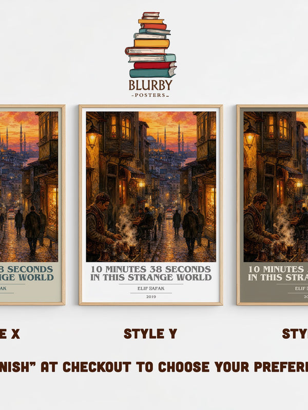 10 Minutes 38 Seconds in This Strange World book cover print in frame leaning in hallway – contemporary fiction wall art