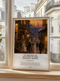 10 Minutes 38 Seconds in This Strange World bookish poster colour and style options – Elif Şafak book art