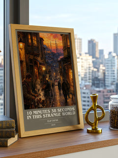 10 Minutes 38 Seconds in This Strange World book cover print framed by window – literary home decor