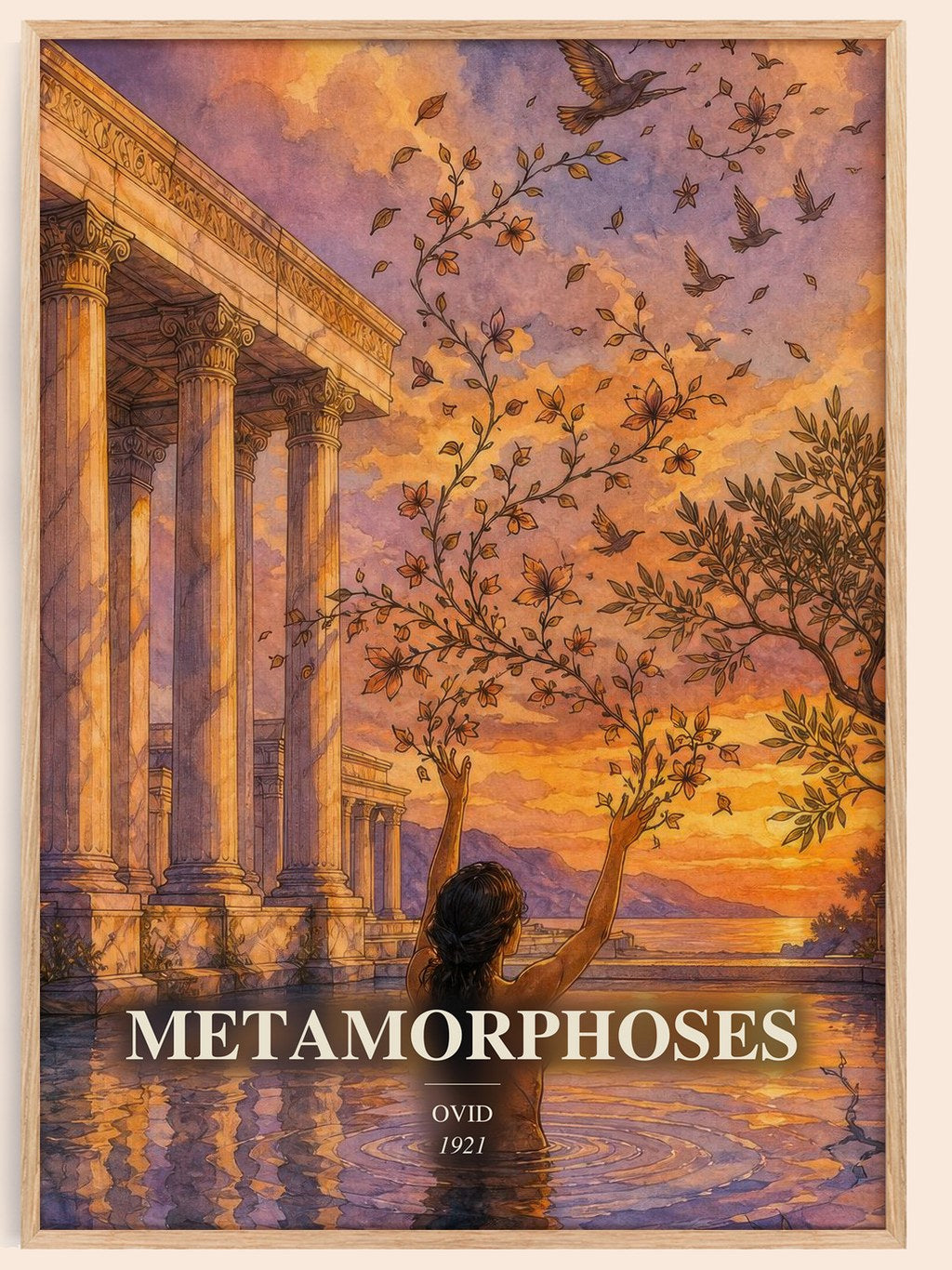 Metamorphoses watercolour book poster by Ovid – framed literary art print