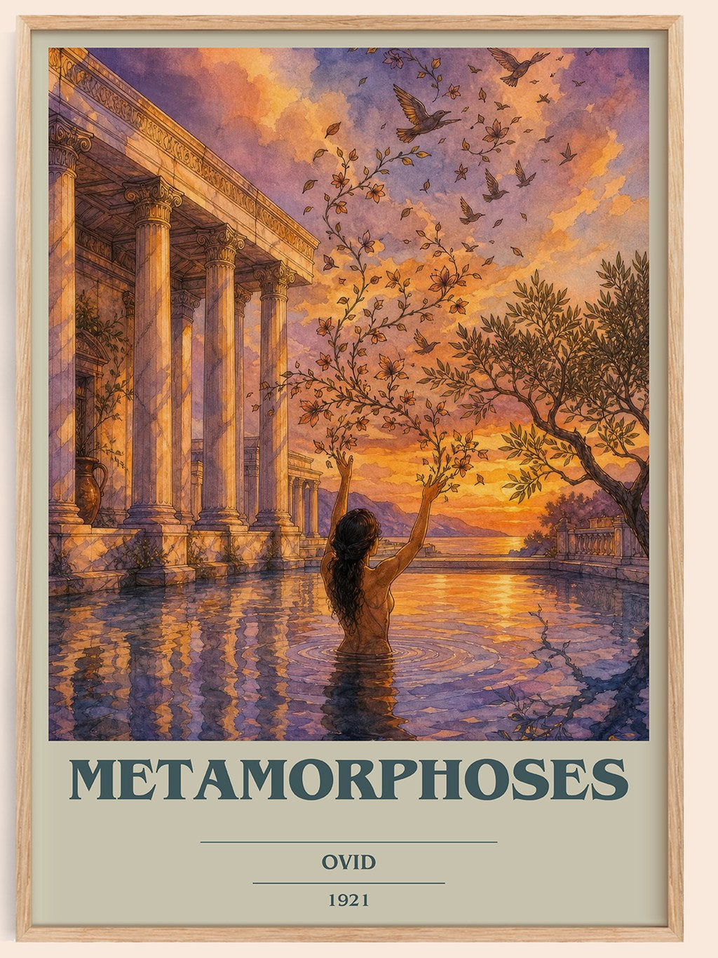 Metamorphoses book cover book poster by Ovid – framed literary art print