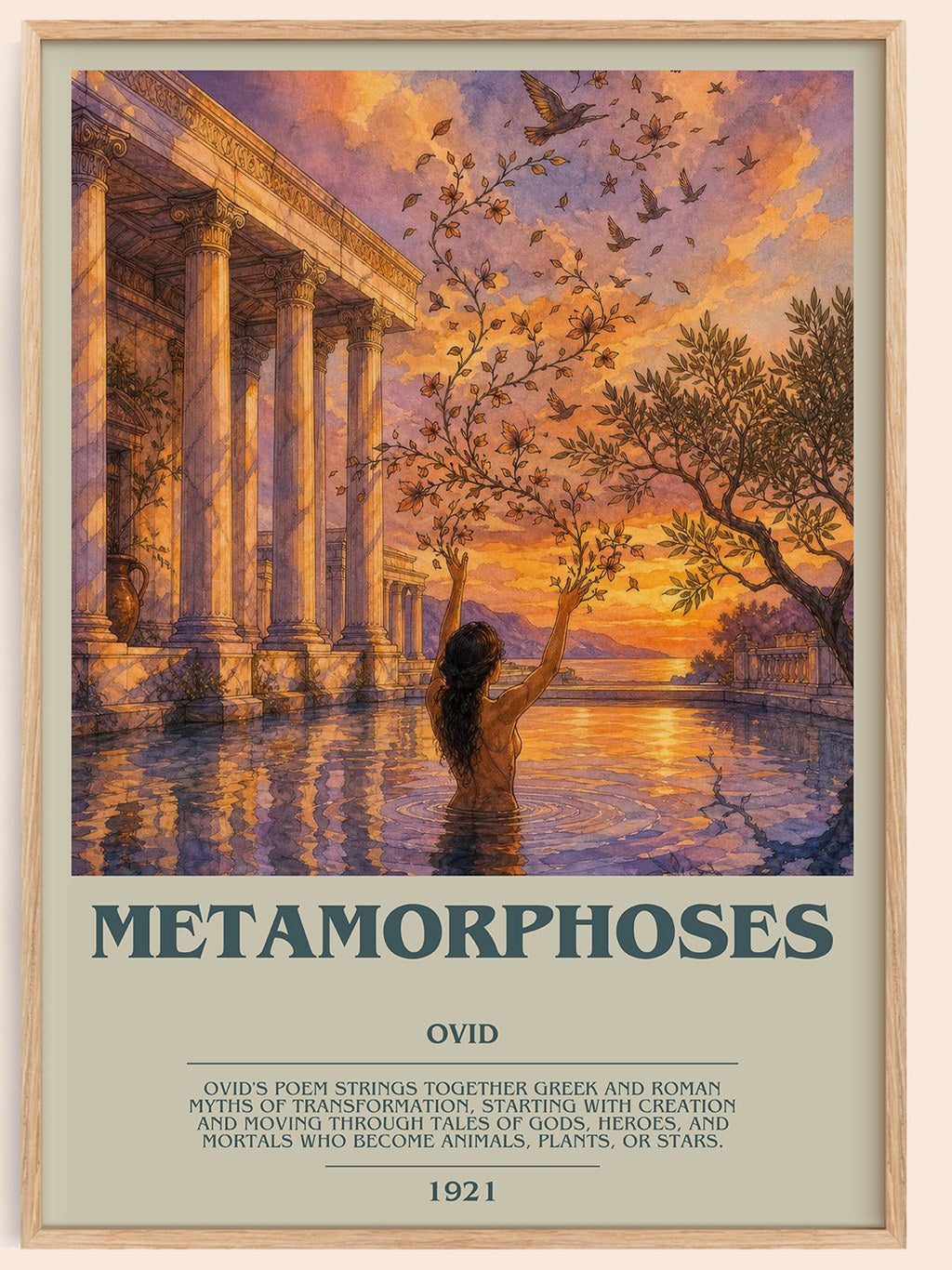 Metamorphoses bookish book poster by Ovid – framed literary art print