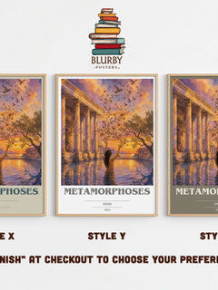 Metamorphoses book cover print in frame leaning in hallway – classic literature wall art