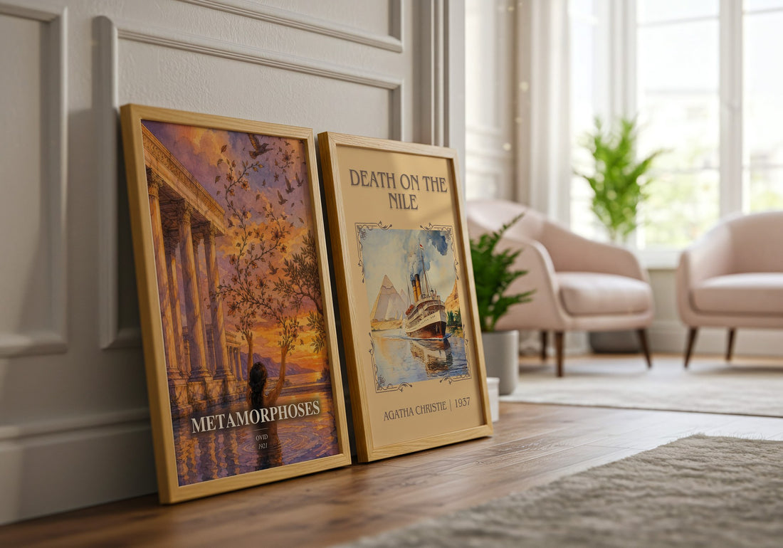 Metamorphoses watercolour print framed by window – literary home decor