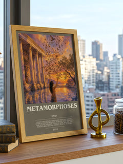 Metamorphoses bookish print framed by window – literary home decor