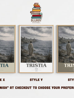 Tristia book cover print in frame leaning in hallway – poetry wall art