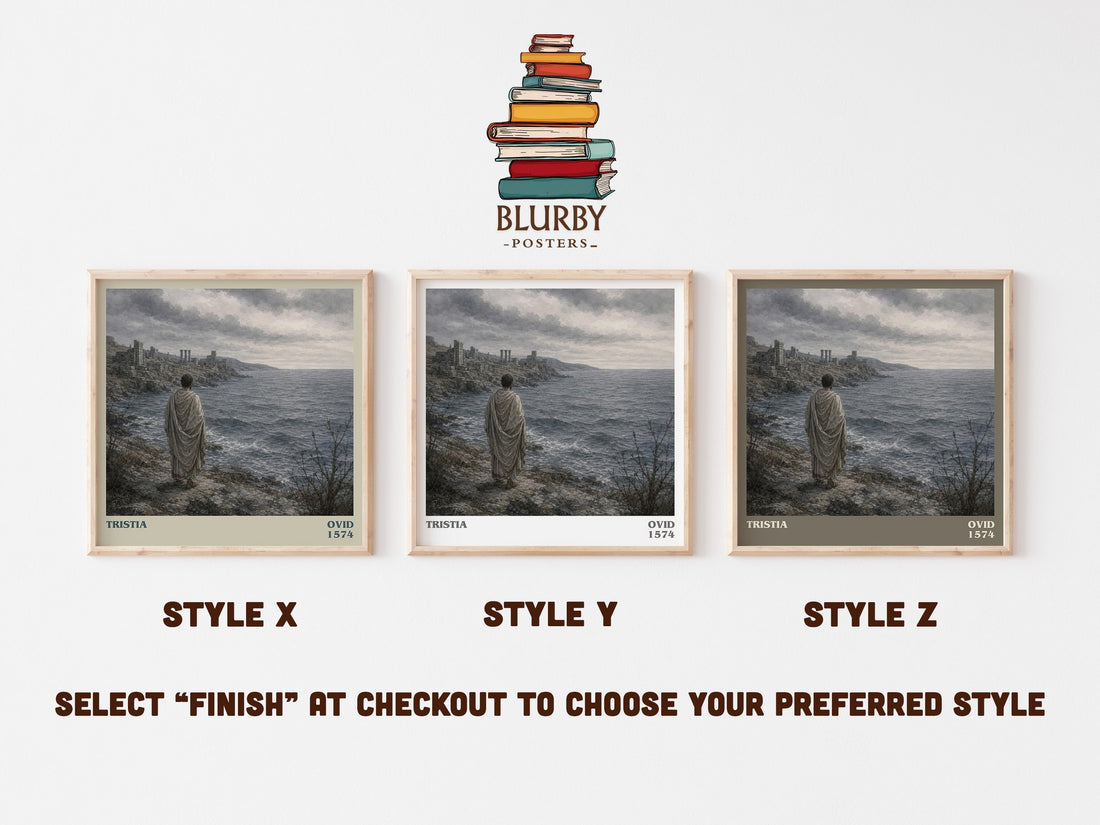 Tristia literary print in frame leaning in hallway – poetry wall art (mockup)