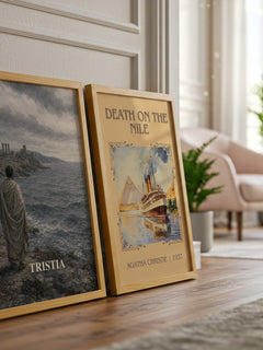 Tristia watercolour print framed by window – literary home decor