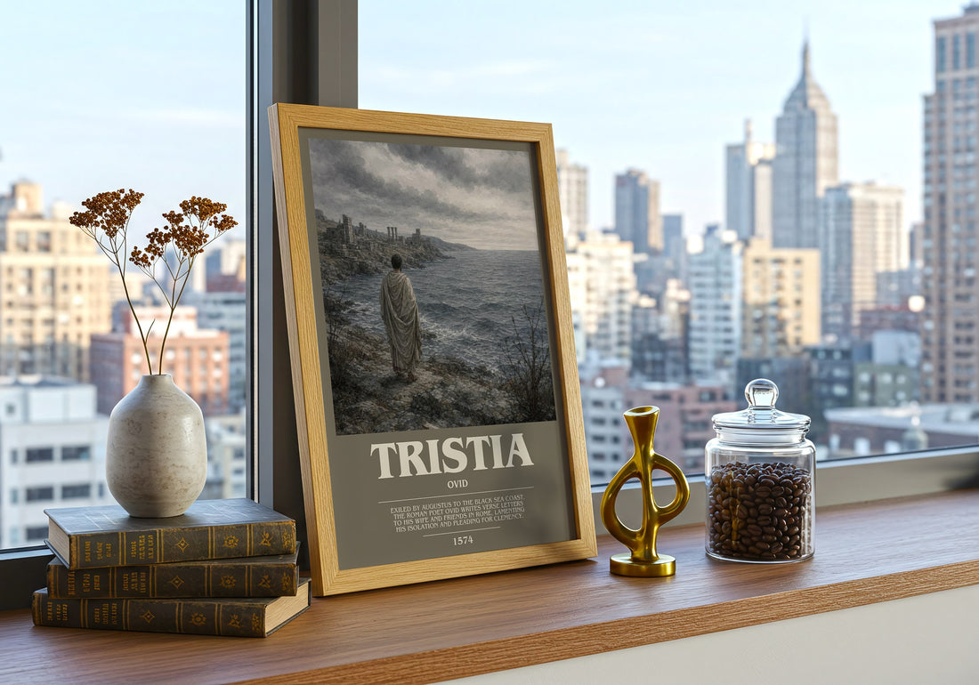 Tristia bookish print framed by window – literary home decor