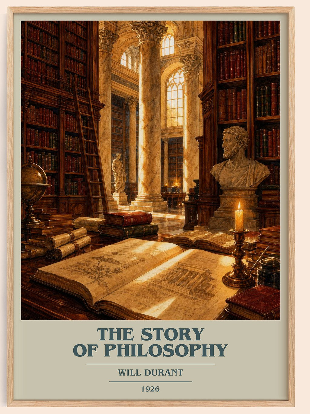 The Story of Philosophy book cover book poster by Will Durant – framed literary art print