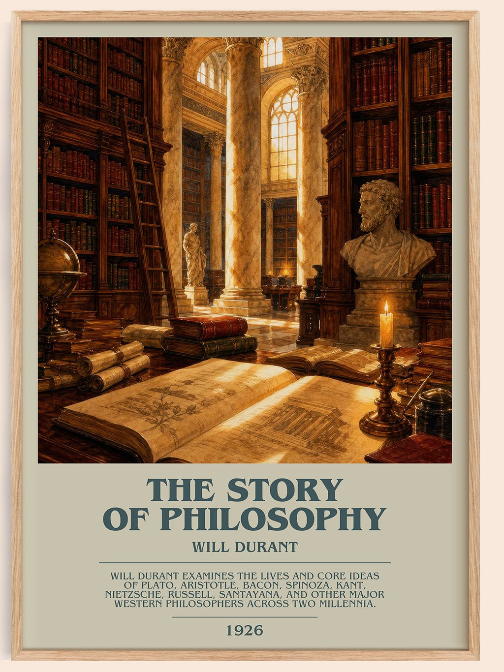 The Story of Philosophy bookish book poster by Will Durant – framed literary art print