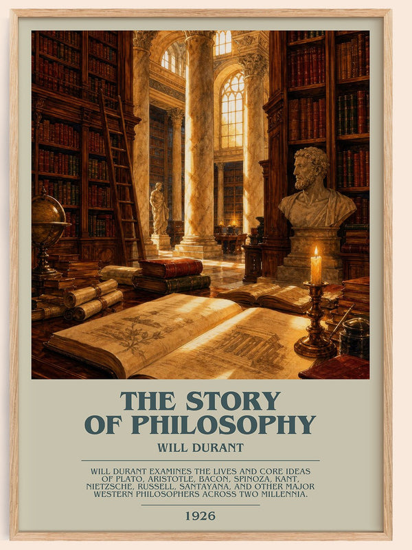 The Story of Philosophy bookish book poster by Will Durant – framed literary art print