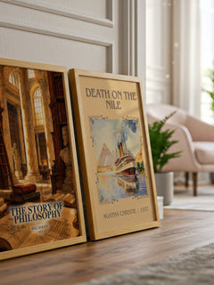 The Story of Philosophy watercolour print framed by window – literary home decor