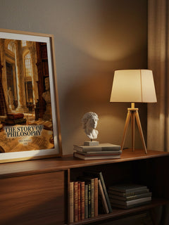 The Story of Philosophy watercolour print on bookshelf – Will Durant fan gift